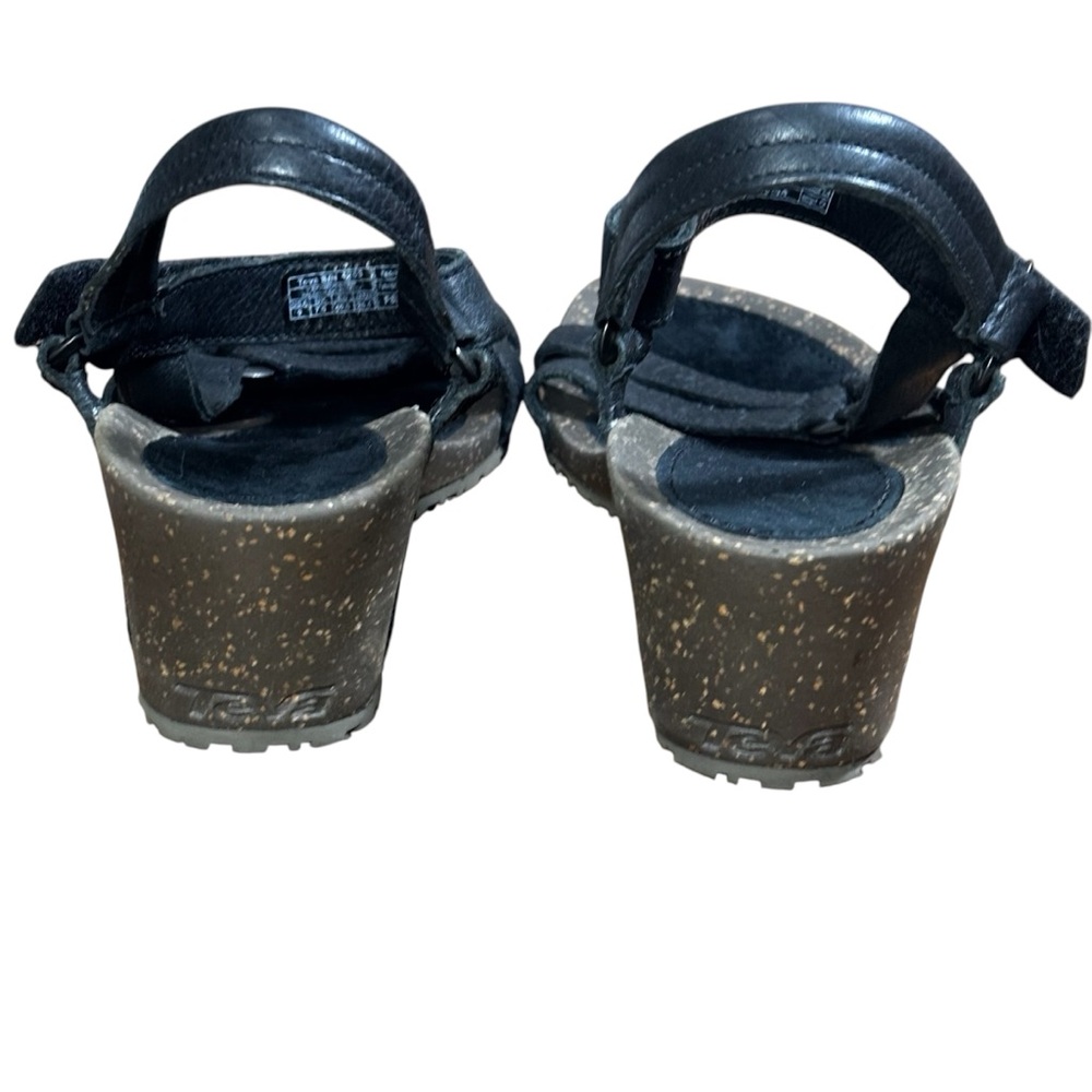 Teva Ventura Black Leather Wedge Ankle Strap Sandals 4253. Women’s 9 - Picture 3 of 5